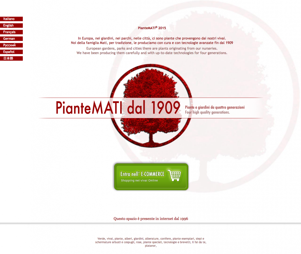 PIantemati website front page