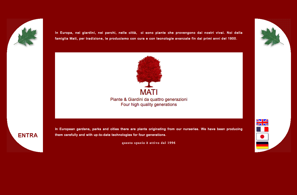 Piantemati website 2002 screenshot