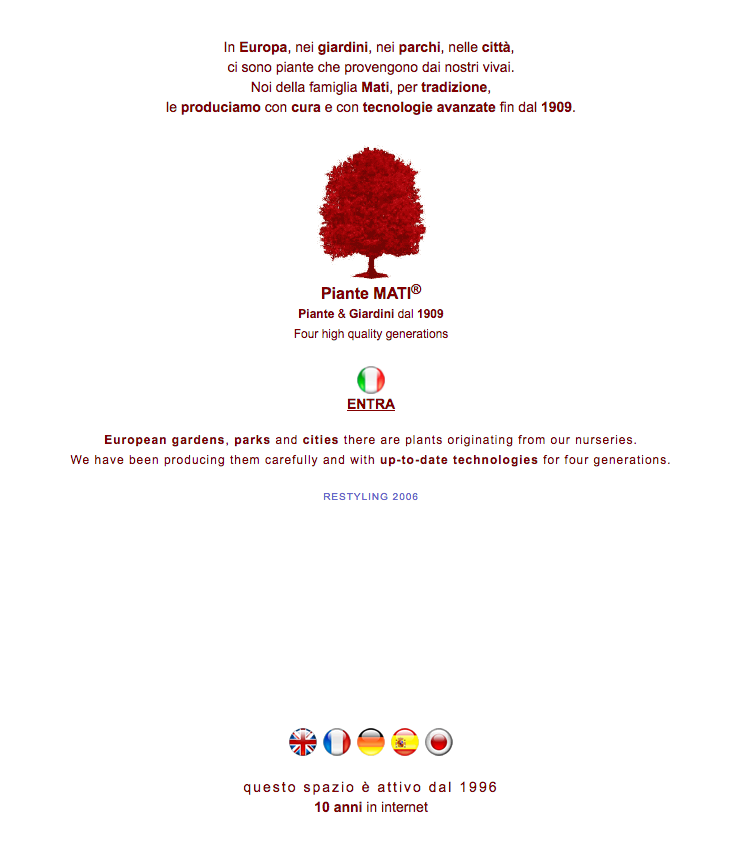 Piantemati website 2006 screenshot