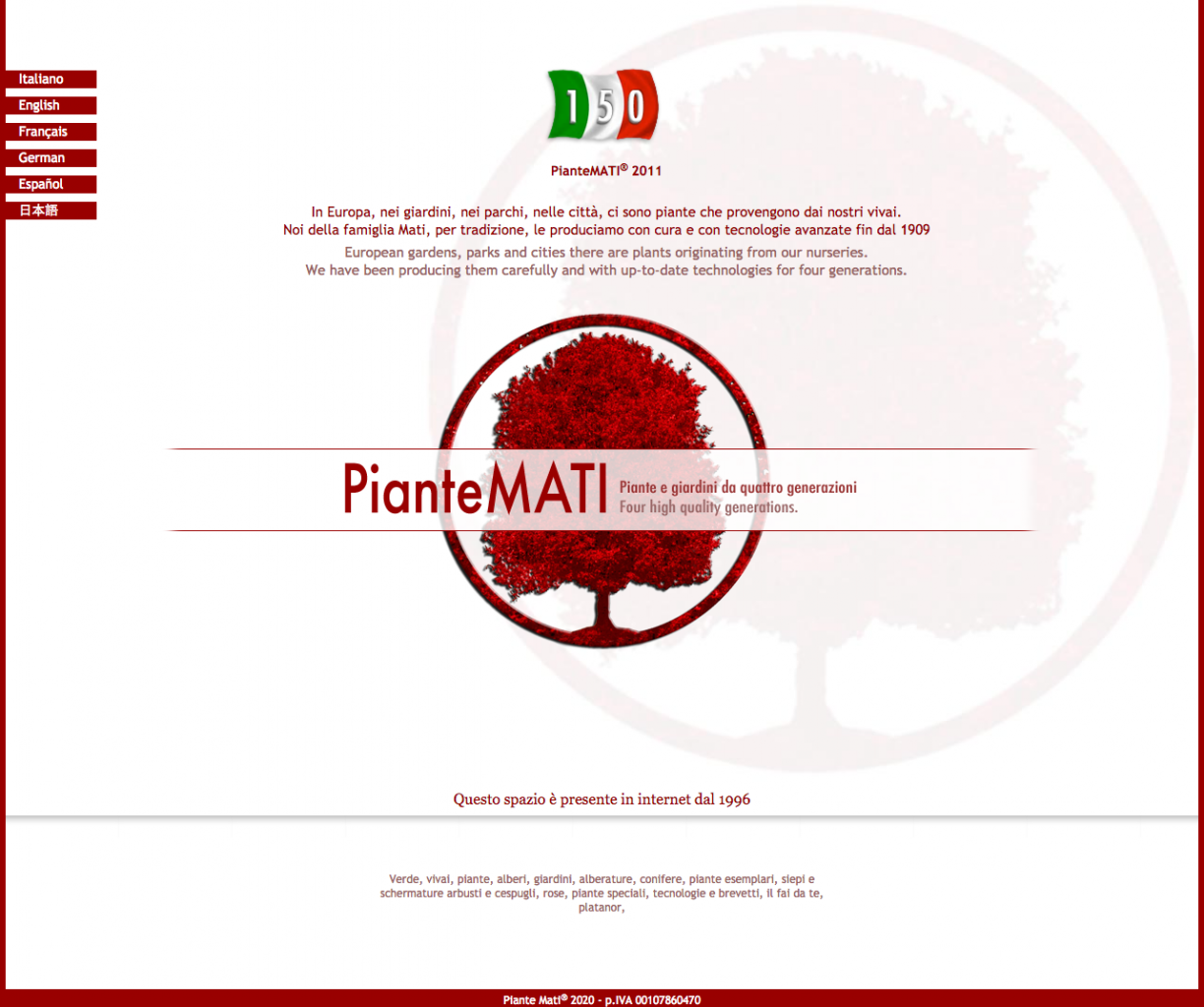 Piantemati website 2011 screenshot